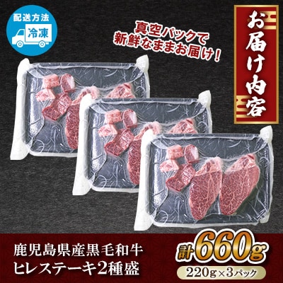 鹿児島県産 黒毛和牛 ヒレステーキ 2種盛り (計660g) 【カミチク】 s628(さつま町)