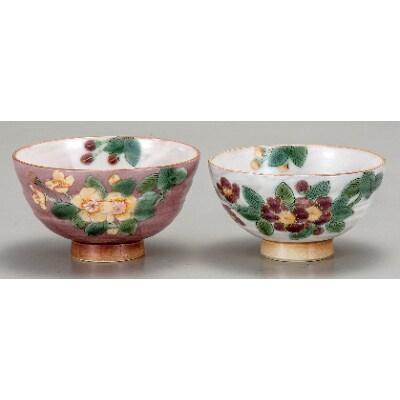 九谷焼 組飯碗 海棠 青良窯 夫婦茶碗 お礼品詳細 ふるさと納税なら さとふる