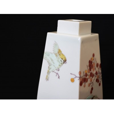 九谷焼 瓢形 色絵 徳利 花器 角福 飾り壺 30cm 【k3159】 九谷焼 福壺 （超歓迎】 九谷焼 瓢形 工芸品 【k3159】 30cm