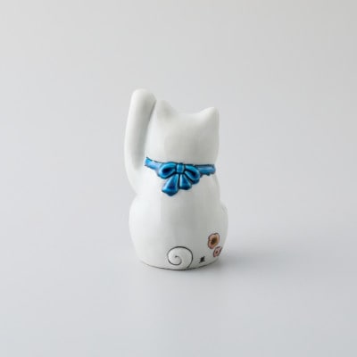 九谷焼　招き猫　左手　梅　池添藍作