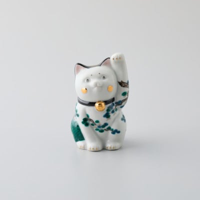 九谷焼　まねき猫　左手　招きのまねこ　河本真詩作