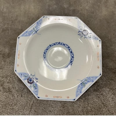 九谷焼　カップ&ソーサー　染付花/三浦晃禎作