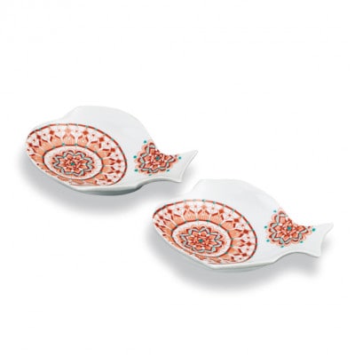 ペア3.8号型打ち皿　赤絵