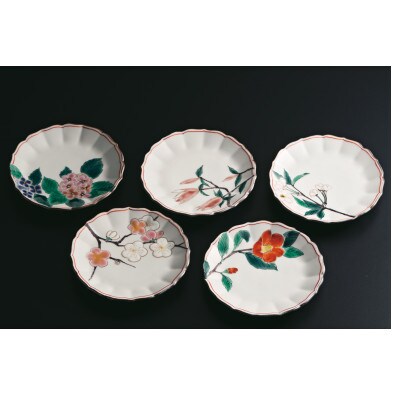 鉢揃　絵変わり四季の花　晄窯