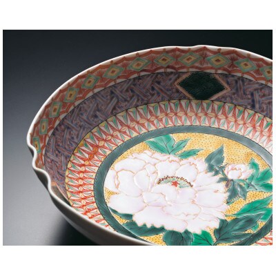 菓子器　色絵牡丹　宮本晄