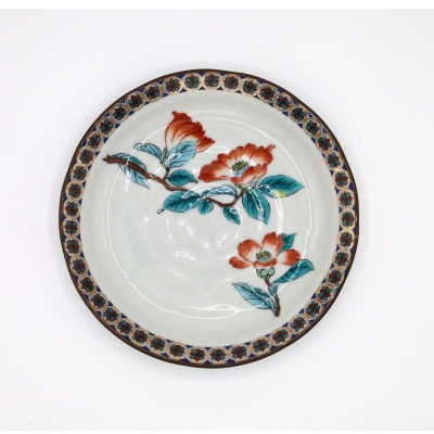 九谷焼　6号皿揃・金襴小紋五草花(5枚組)