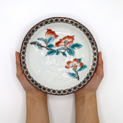 九谷焼　6号皿揃・金襴小紋五草花(5枚組)