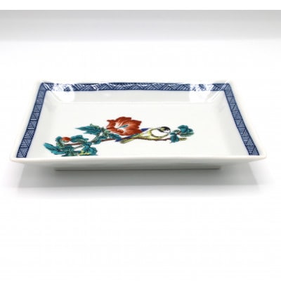 九谷焼　5.8号長角皿揃・花鳥絵変わり(5枚組)