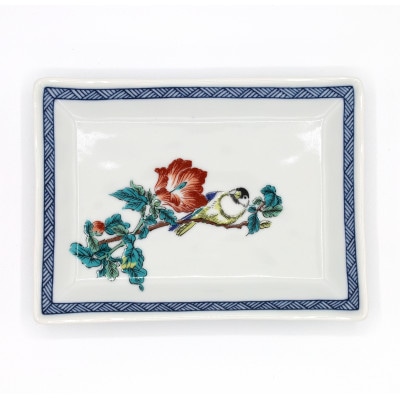 九谷焼　5.8号長角皿揃・花鳥絵変わり(5枚組)