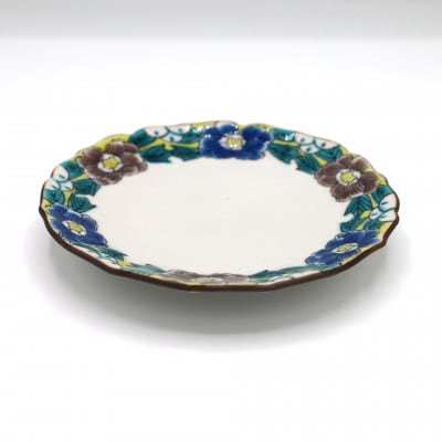 九谷焼　4.5号皿揃・吉田屋牡丹(5枚組)