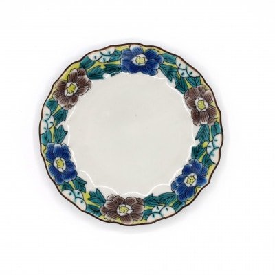 九谷焼　4.5号皿揃・吉田屋牡丹(5枚組)