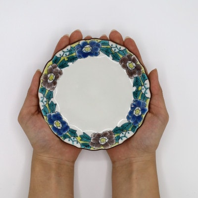 九谷焼　4.5号皿揃・吉田屋牡丹(5枚組)