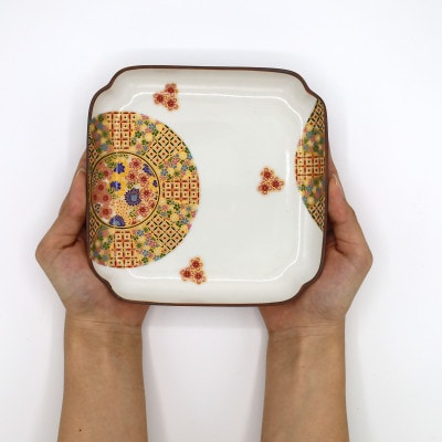 九谷焼　5.2号皿揃・小紋花詰(5枚組)