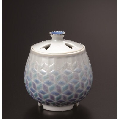 九谷焼　2.8号香炉・紅掛空色