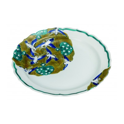 九谷焼 8号盛皿・古九谷風かるた　大志窯