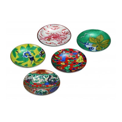 九谷焼 3.2号皿揃・時代絵(5枚セット)