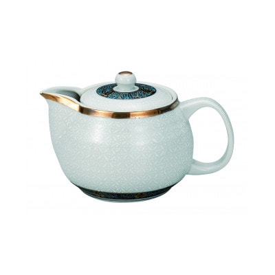 九谷焼 ポット急須・白七宝(網付)