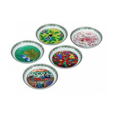 九谷焼 4.2号皿揃・時代絵(5枚セット)
