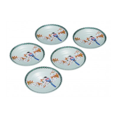 九谷焼 5.2号皿揃・花鳥(5枚セット)