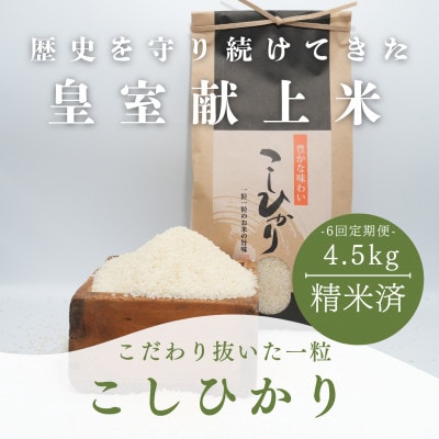 【毎月定期便】コシヒカリ米4.5kg精米　全6回