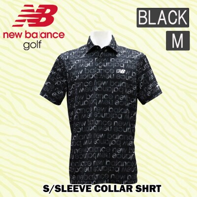 ニューバランスゴルフ　ロゴウェア　ポロシャツ　メンズ　通気性　半袖　Mサイズ　ブラック