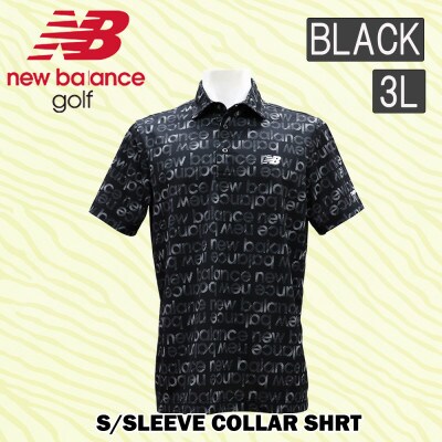 ニューバランスゴルフ　ロゴウェア　ポロシャツ　メンズ　通気性　半袖　3Lサイズ　ブラック