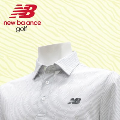 ニューバランスゴルフ　ジオメトリック　ウェア　ポロシャツ　メンズ　通気性　半袖　Mサイズ　グレー