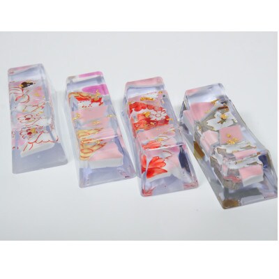 九谷焼のかけらを再生した箸置き HASHI STAND 4点セット(03 ピンク系)