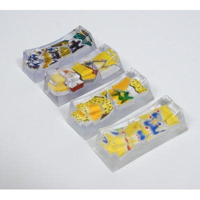 九谷焼のかけらを再生した箸置き HASHI STAND 4点セット(05 黄色系)