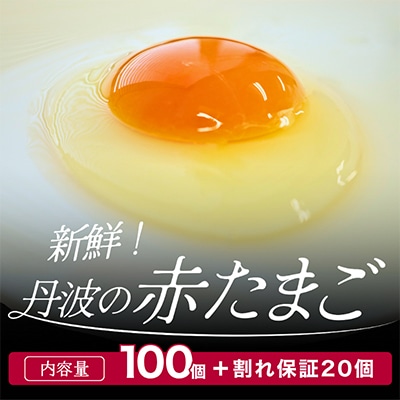新鮮 丹波の赤たまご 100個(20個×5パック)+割れ保証20個