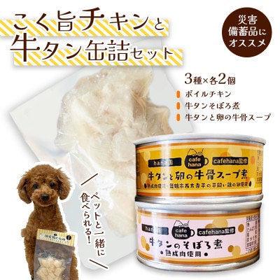 ボイルチキン・牛タンそぼろ煮・牛タンスープ3種 セット 6個