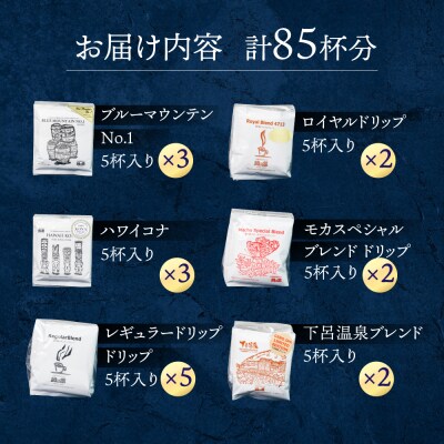 ドリップコーヒーアソート85杯分 珈琲 ドリップバック【17-19】