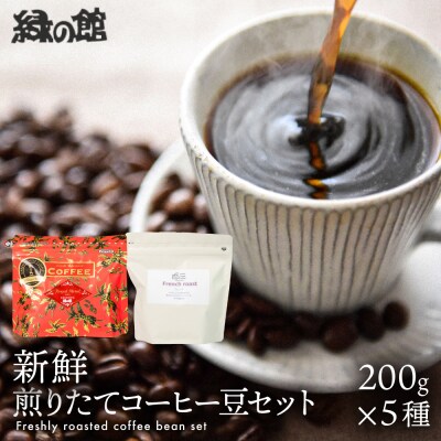 新鮮煎りたてコーヒー豆セット200g×5種【17-23】