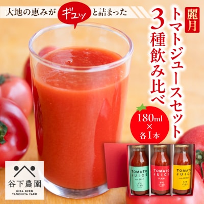 【飛騨産】麗月トマトジュースセット　3種飲み比べ(180ml×各1本)【61-4】