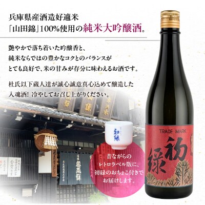 【年内順次発送】初緑　純米大吟醸(レトロラベルA)おちょこ付 酒 奥飛騨酒造【16-12n】