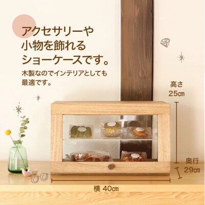 ショーケース(高さ25cm 幅40cm 奥行29cm)収納棚 飾り棚 ケース 棚【62-19】