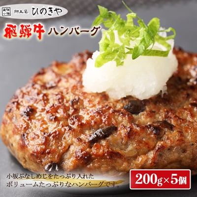 飛騨小坂ぶなしめじ入り飛騨牛ハンバーグ(200g×5個)冷凍【72-1】