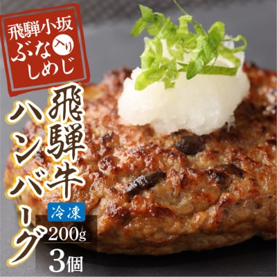 飛騨小坂ぶなしめじ入り飛騨牛ハンバーグ(200g×3個)冷凍【72-2】