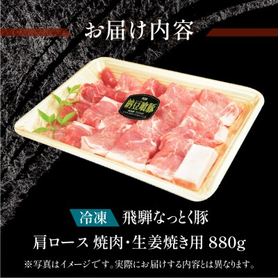 【冷凍】飛騨納豆喰豚肩ロース焼肉・生姜焼き用セット　880g【11-6】