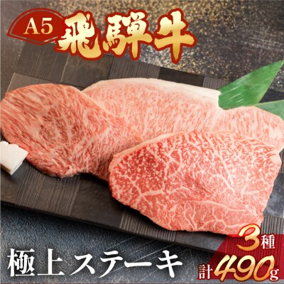 飛騨牛サーロイン・イチボ・ランプステーキセット計490g【11-18】