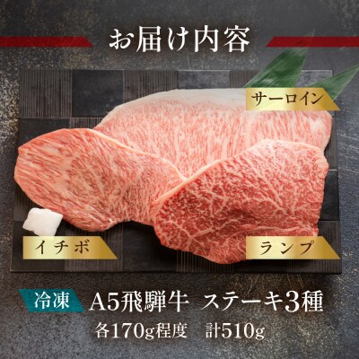 【冷凍】飛騨牛サーロイン・イチボ・ランプステーキセット 各約170g【11-18】