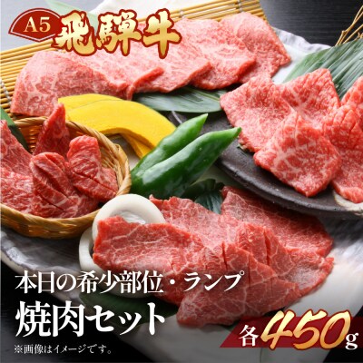 冷凍 飛騨牛本日の希少部位・ランプ焼肉セット　各450g【11-26】