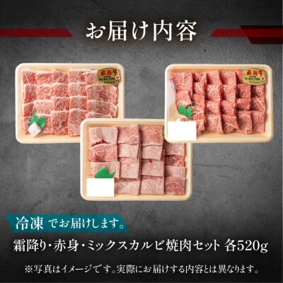 飛騨牛 赤身 ミックスカルビ焼肉セット 各520g【11-36】