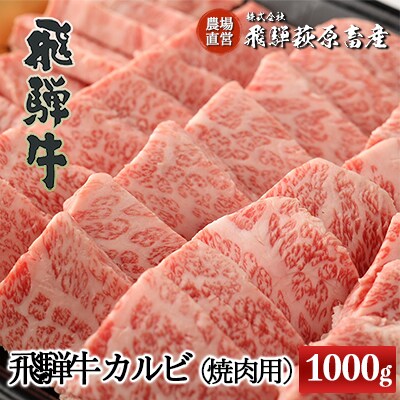 【冷凍】飛騨牛カルビ焼肉用(1kg) 牛肉【22-26】