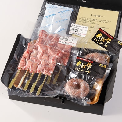  【年内発送】【冷凍】飛騨牛串焼き・飛騨牛ハンバーグセット【22-33n】