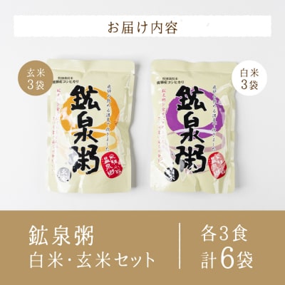 鉱泉粥 6食セット 鉱泉粥白米×3袋・鉱泉粥玄米×3袋(1袋260g入)【91-1】