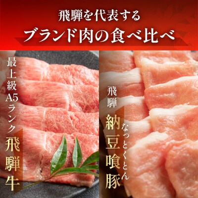【冷凍】飛騨牛ももと飛騨納豆喰豚ロースのしゃぶしゃぶセット 各240g【11-9】