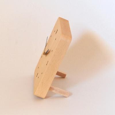 しかくい時計【ダボ】掛け時計/置き時計【ビーチ材使用・オイル仕上げ】【大鹿野工房】【89-7】