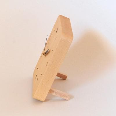 しかくい時計【レーザー】掛け時計/置き時計【ビーチ材使用・オイル仕上げ】大鹿野工房【89-8】