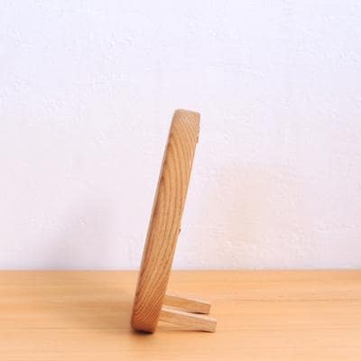 まるい写真立て 掛け置き兼用・L版サイズ・縦置き【クリ材使用】【大鹿野工房】【89-10】